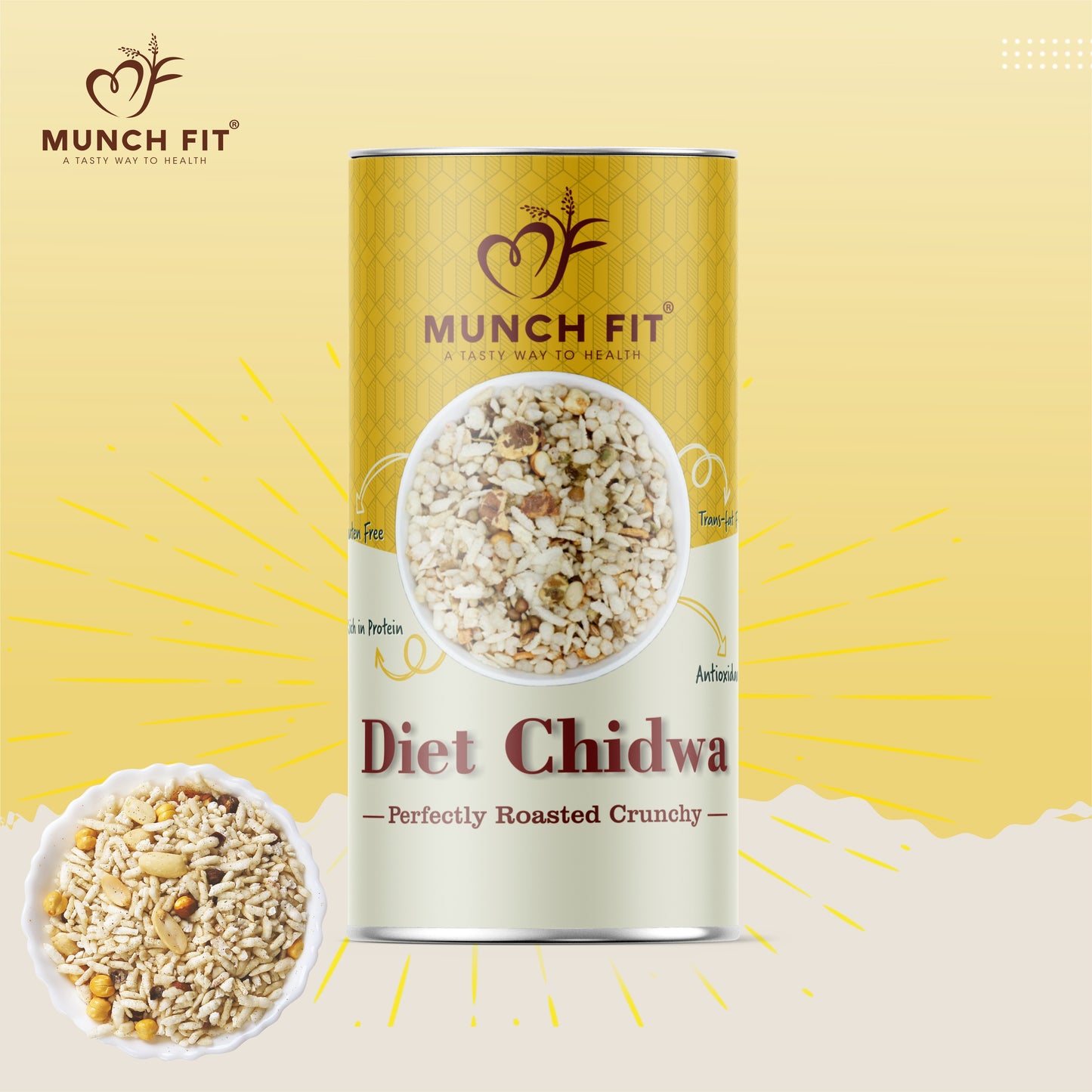 Magic Masala Can,Chilli Garlic Can,Tangy Tomato Can 3x30g each, Roasted Chana 1x75g, Salted Peanuts 1x75g ,Diet Chidwa 1x50g Pack