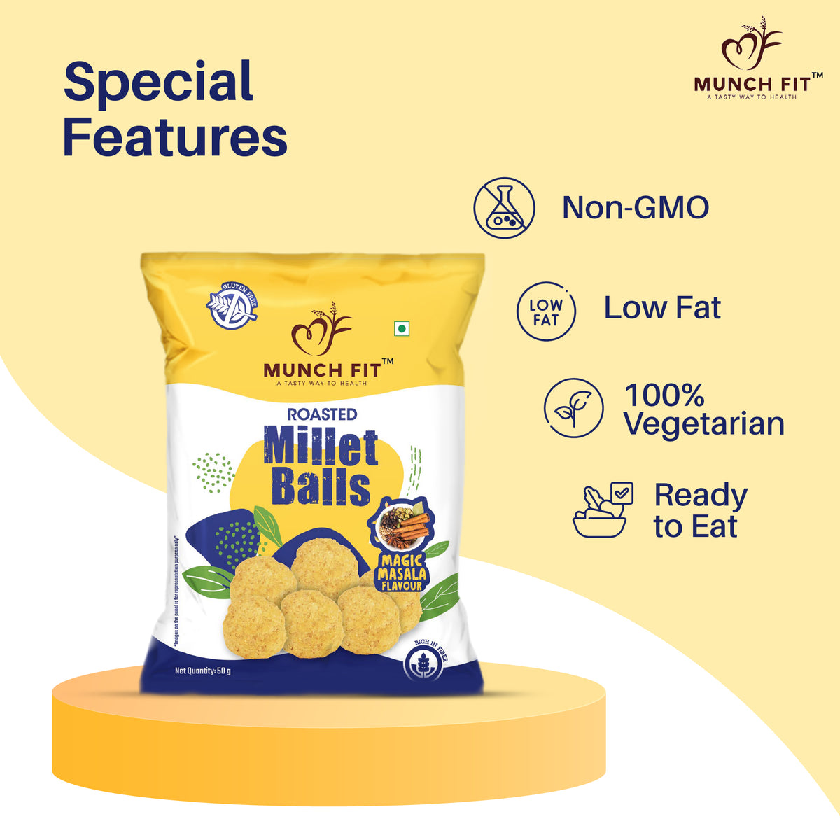 ROASTED MILLET BALLS MAGIC MASALA FLAVOUR (MULTIPACK) Munch Fit