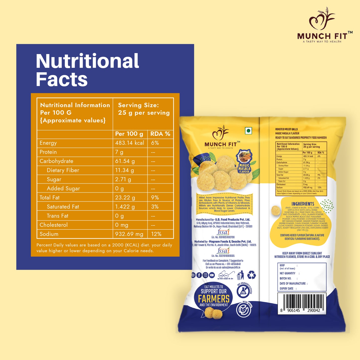 THE HEALTH PACK - (Balls Magic Masala/Rings Tangy Tomato/Peri PeriSticks) x 50g Each + ( Cream & Onion/Puffs Chilli Garlic/Waves Pani Puri) x 100g Each