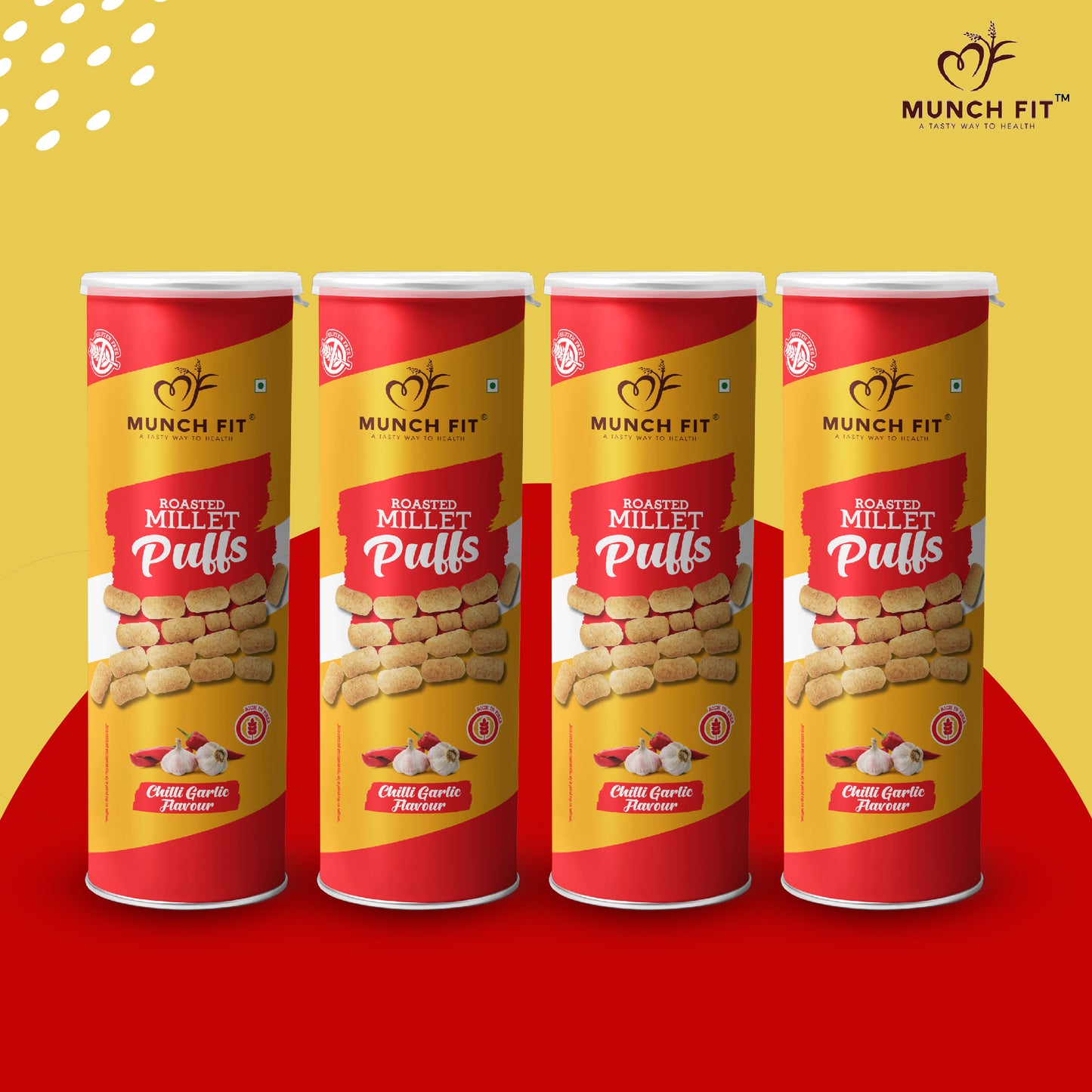 MILLET PUFFS (CANISTER) - CHILI GARLIC FLAVOUR (MULTIPACK)