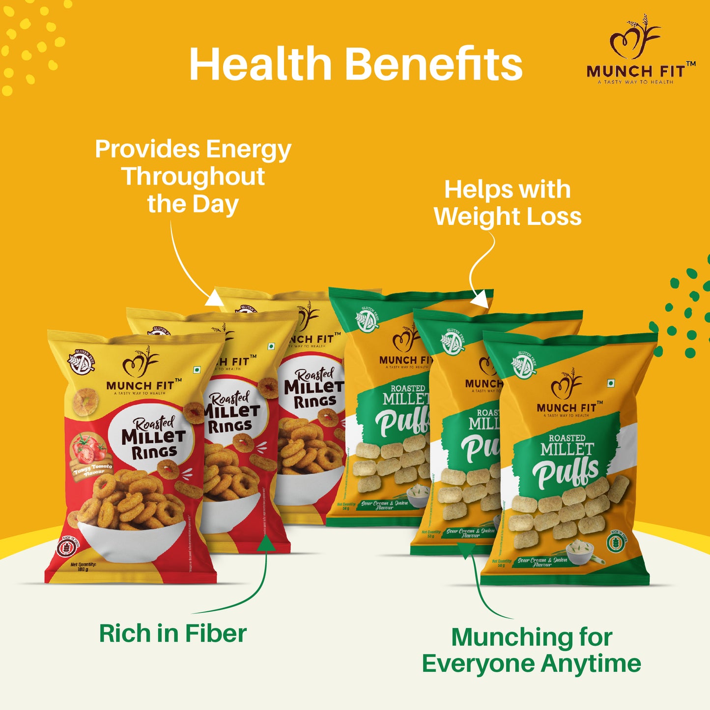 MUNCHFIT BESTSELLERS PACK - ( 3x 50g Cream & Onion + 3x 100g Tangy Tomato )