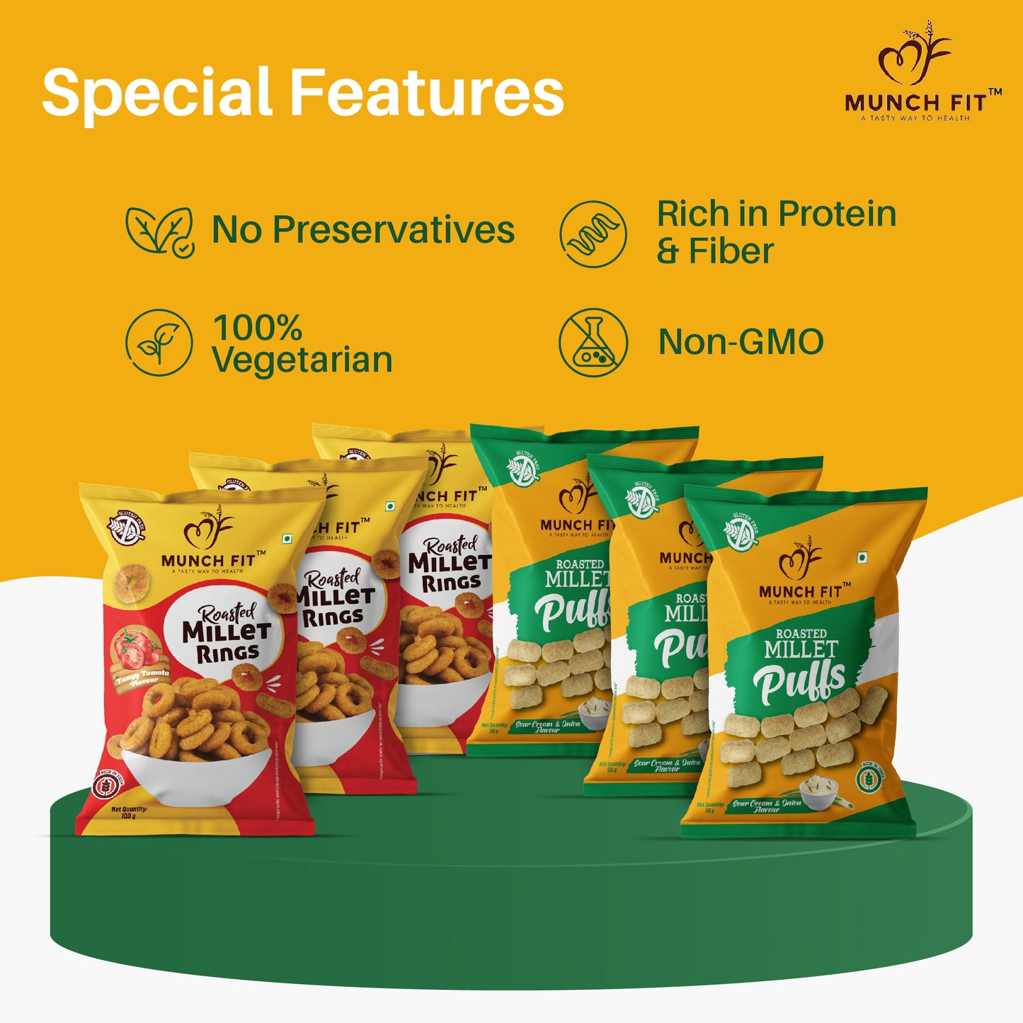 MUNCHFIT BESTSELLERS PACK - ( 3x 50g Cream & Onion + 3x 100g Tangy Tomato )