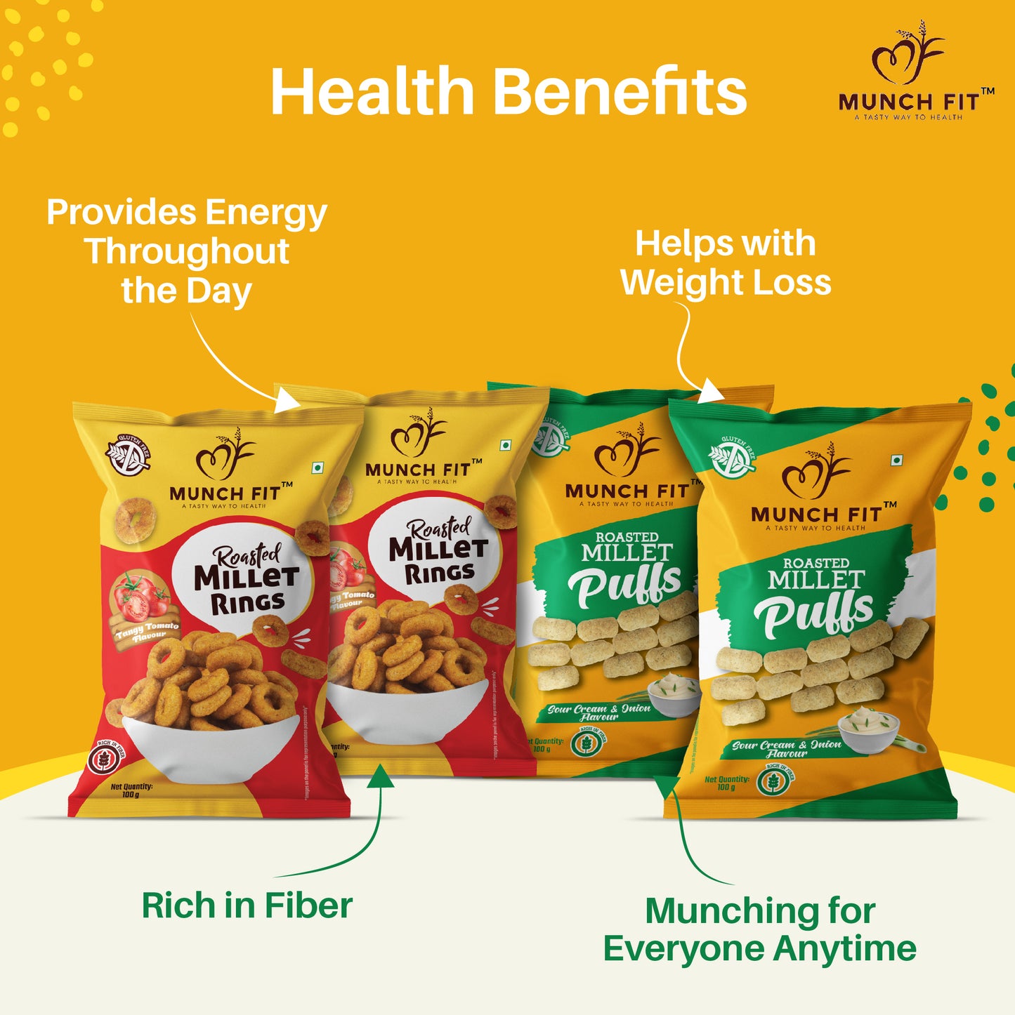 MUNCHFIT BESTSELLERS PACK - (2x 100g Cream & Onion + 2x 100g Tangy Tomato)