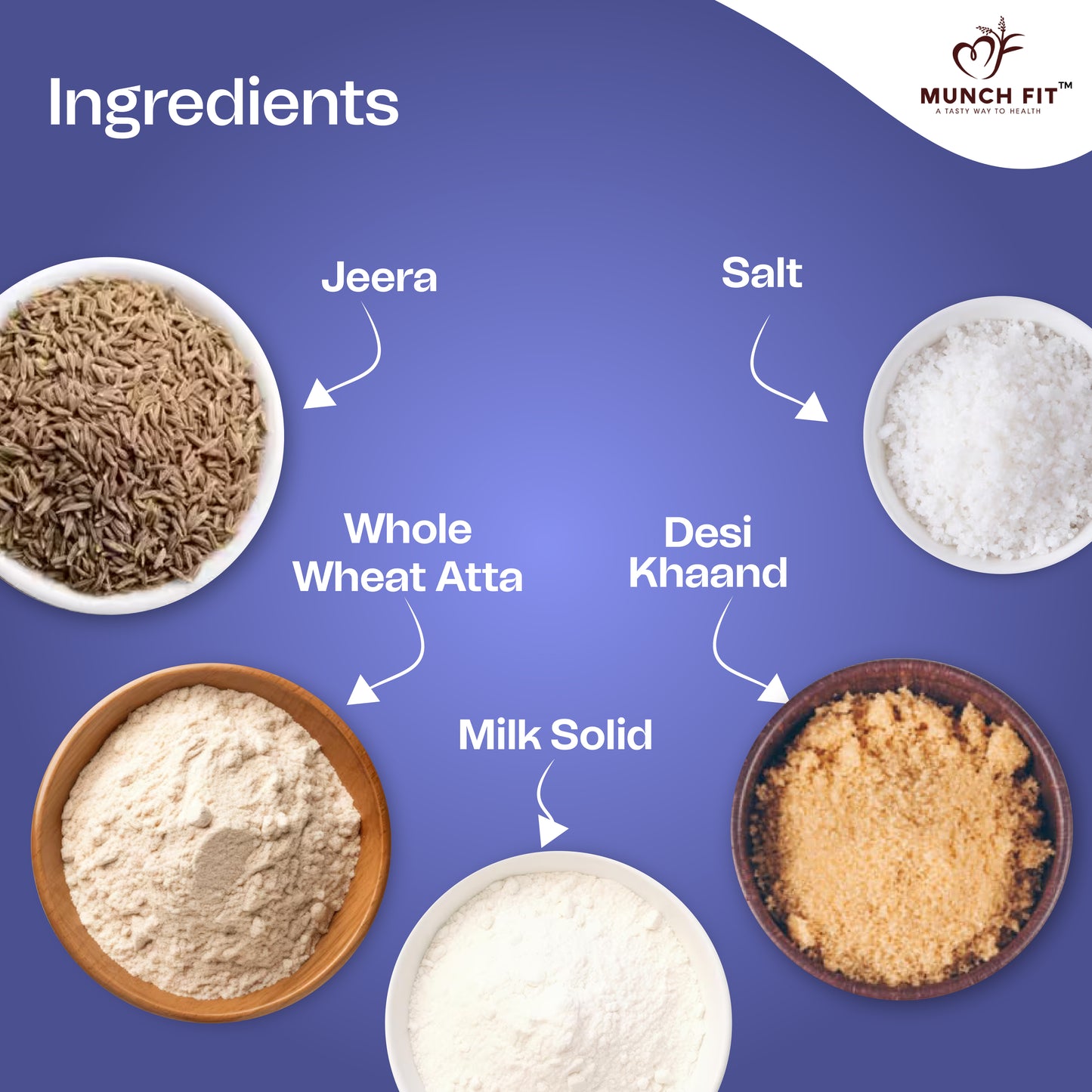 Munch Fit Healthy, Tasty & Crunchy Jeera Cookies | No Maida, Eggless, No Refined Sugar | Protein & Fibre Packed Cookies | Pack of 3x125g