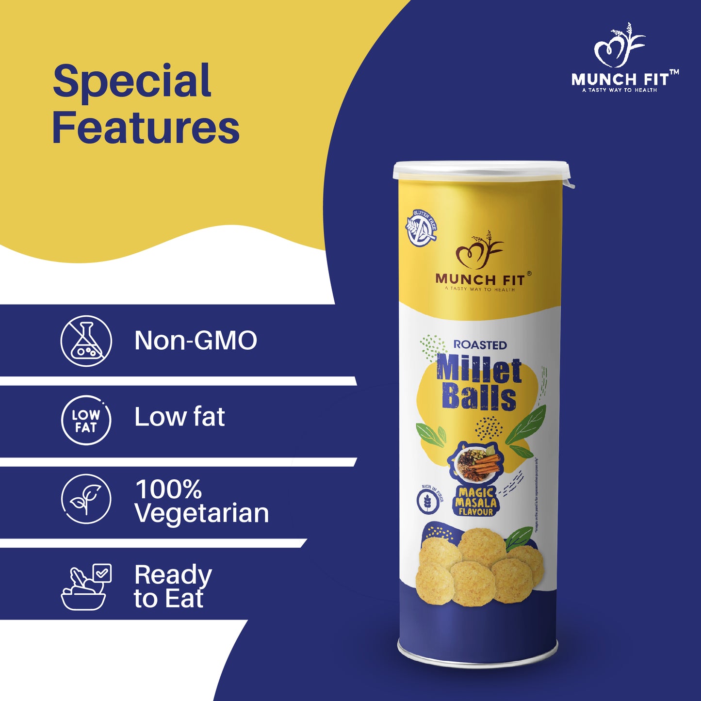 SNACK COMBO - Canister (Balls Magic Masala/Rings Tangy Tomato) Pack of 3x30g Each