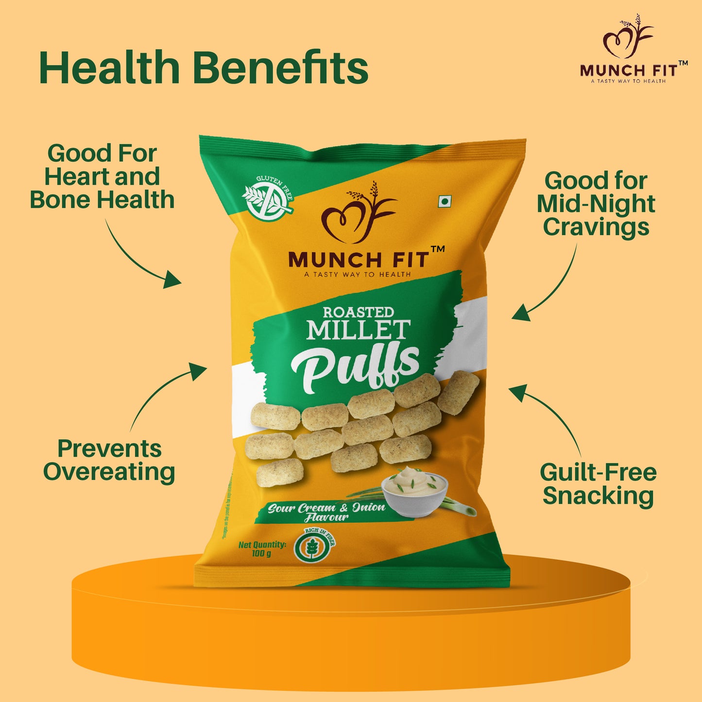 Munch Fit Healthy Roasted Combo of 8 Pack, 7 Varieties of Millet Snacks | Magic Masala, Tangy Tomato, Cream Onion, Chilli Garlic Pani Puri, Barbeque & 2x Peri Peri Flavour | Pack of 1x50g each