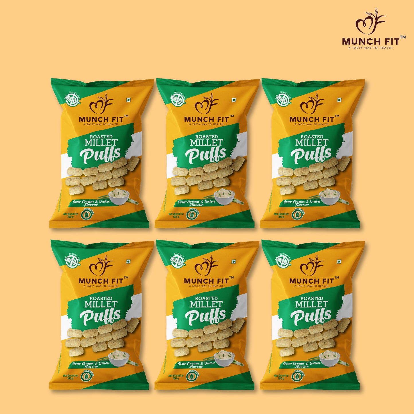 ROASTED MILLET PUFFS - SOUR CREAM & ONION FLAVOUR (MULTIPACK)