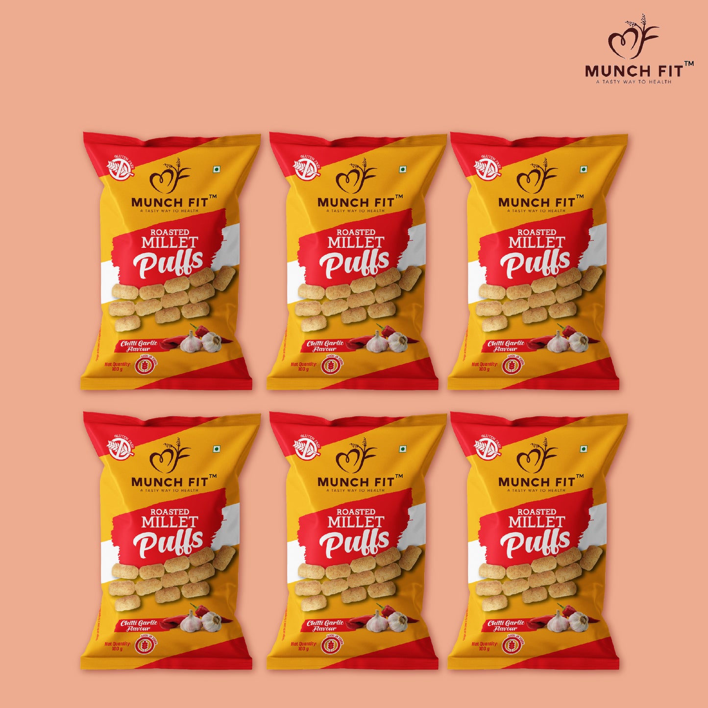 ROASTED MILLET PUFFS - CHILI GARLIC FLAVOUR (MULTIPACK)