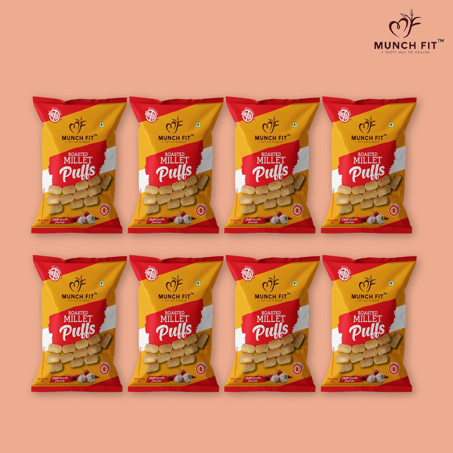 ROASTED MILLET PUFFS - CHILI GARLIC FLAVOUR (MULTIPACK)