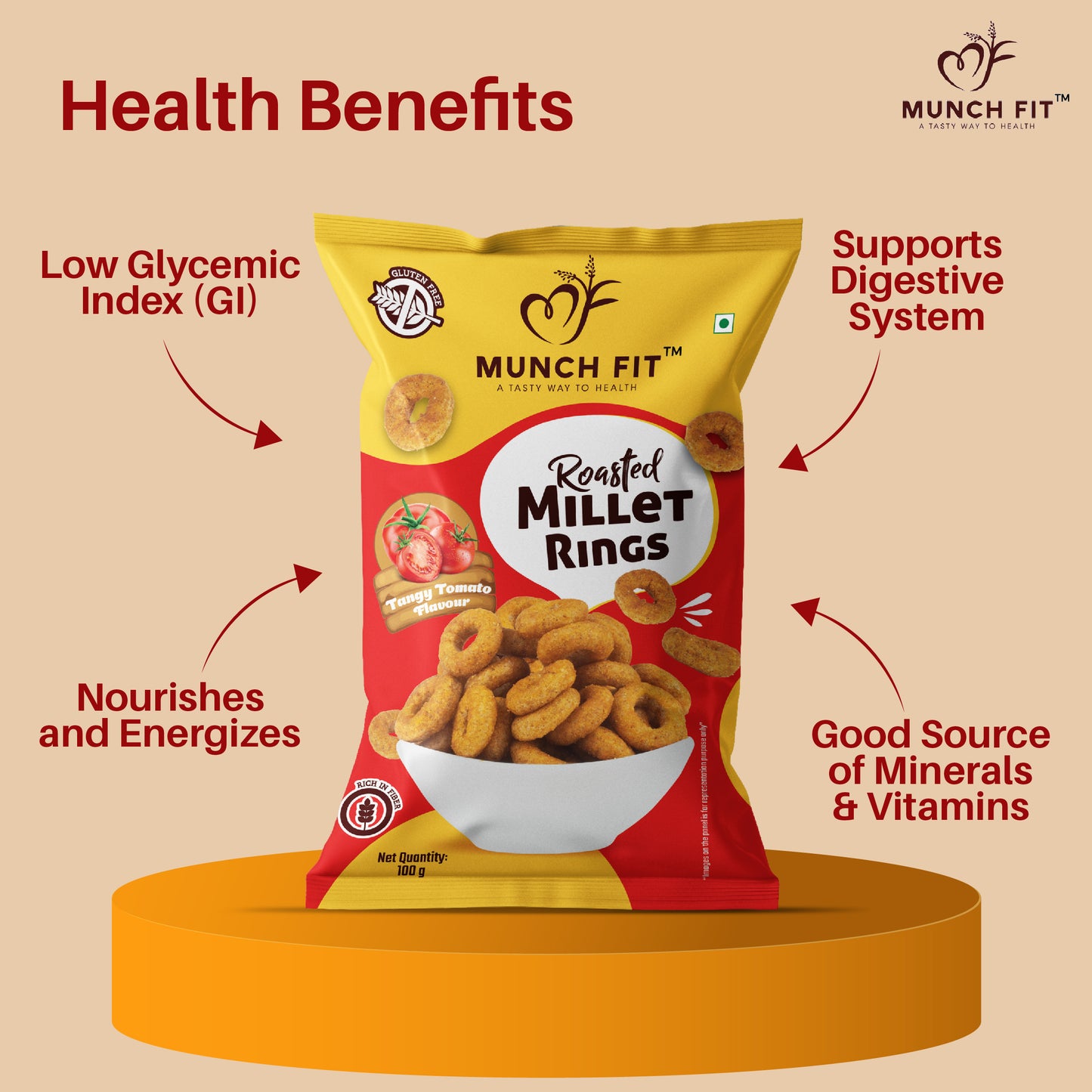 ROASTED MILLET RINGS - TANGY TOMATO FLAVOUR (MULTIPACK)