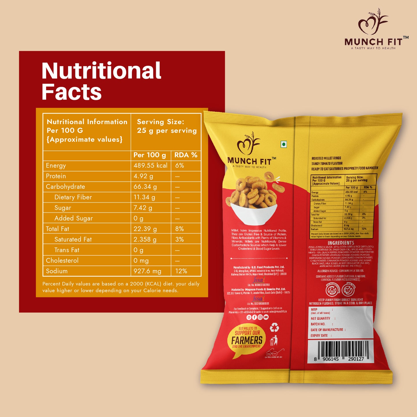 ROASTED MILLET RINGS - TANGY TOMATO FLAVOUR (MULTIPACK)