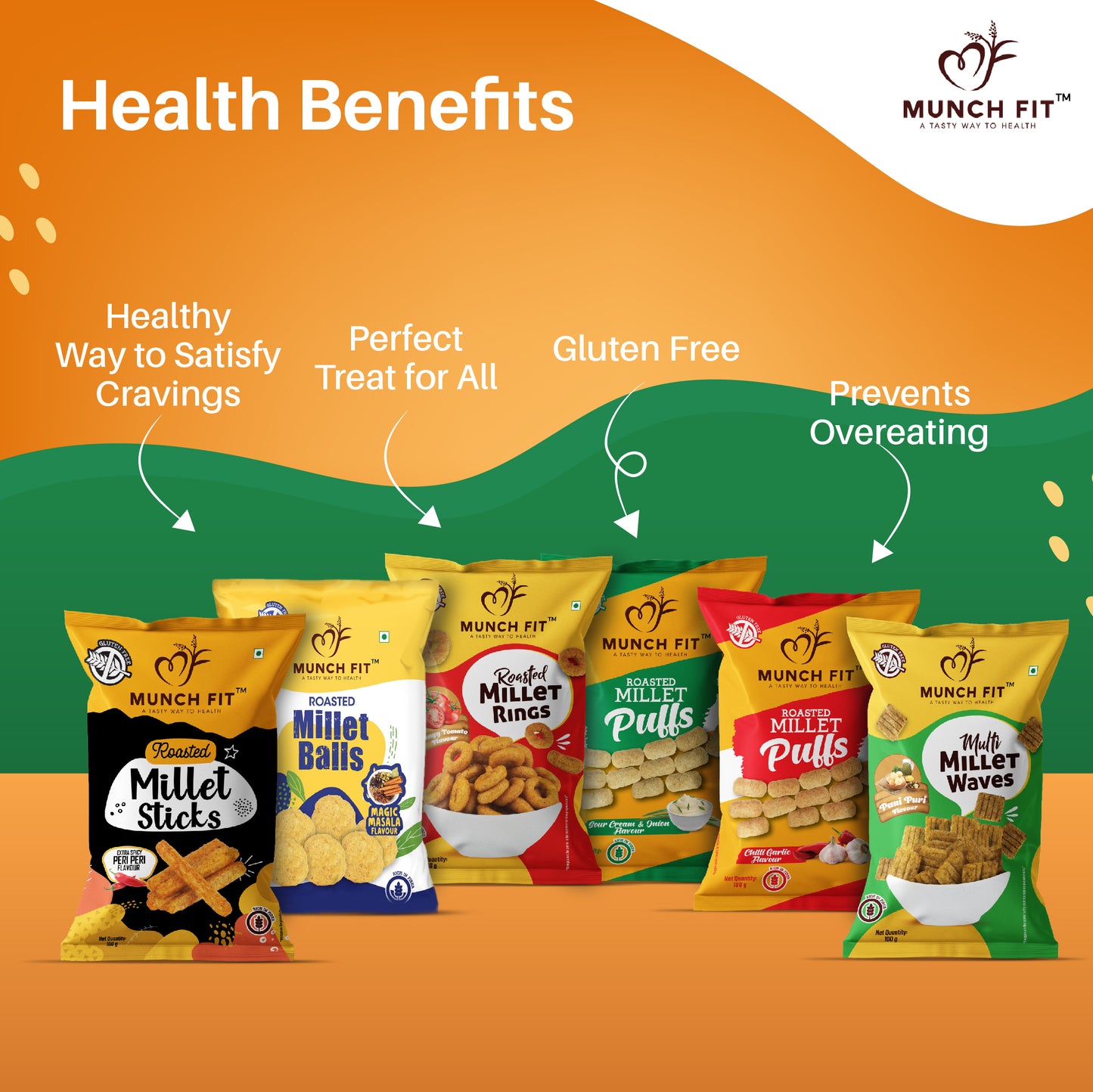 THE HEALTH PACK - (Magic Masala/Tangy Tomato/Peri Peri/Cream & Onion/Chilli Garlic/Pani Puri) x 100g Each