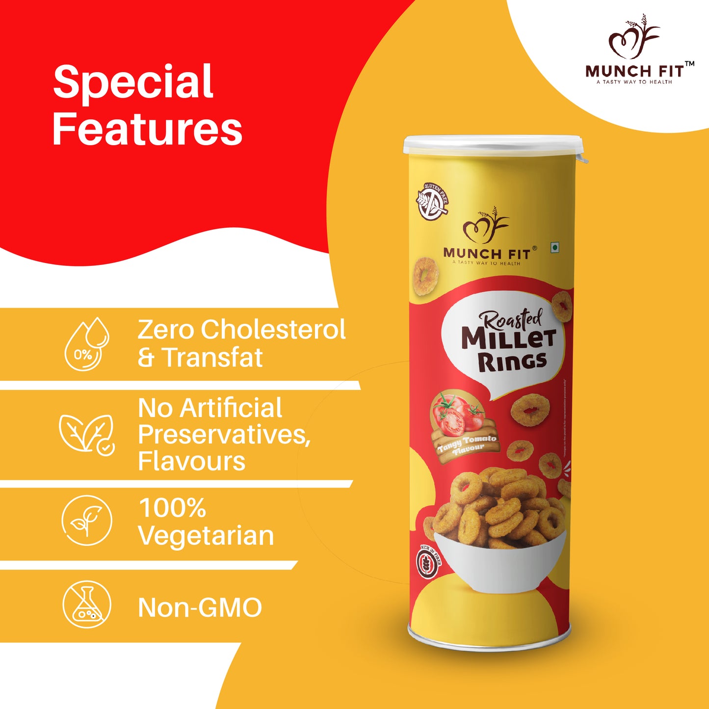 SNACK COMBO - Canister (Balls Magic Masala/Rings Tangy Tomato) Pack of 3x30g Each