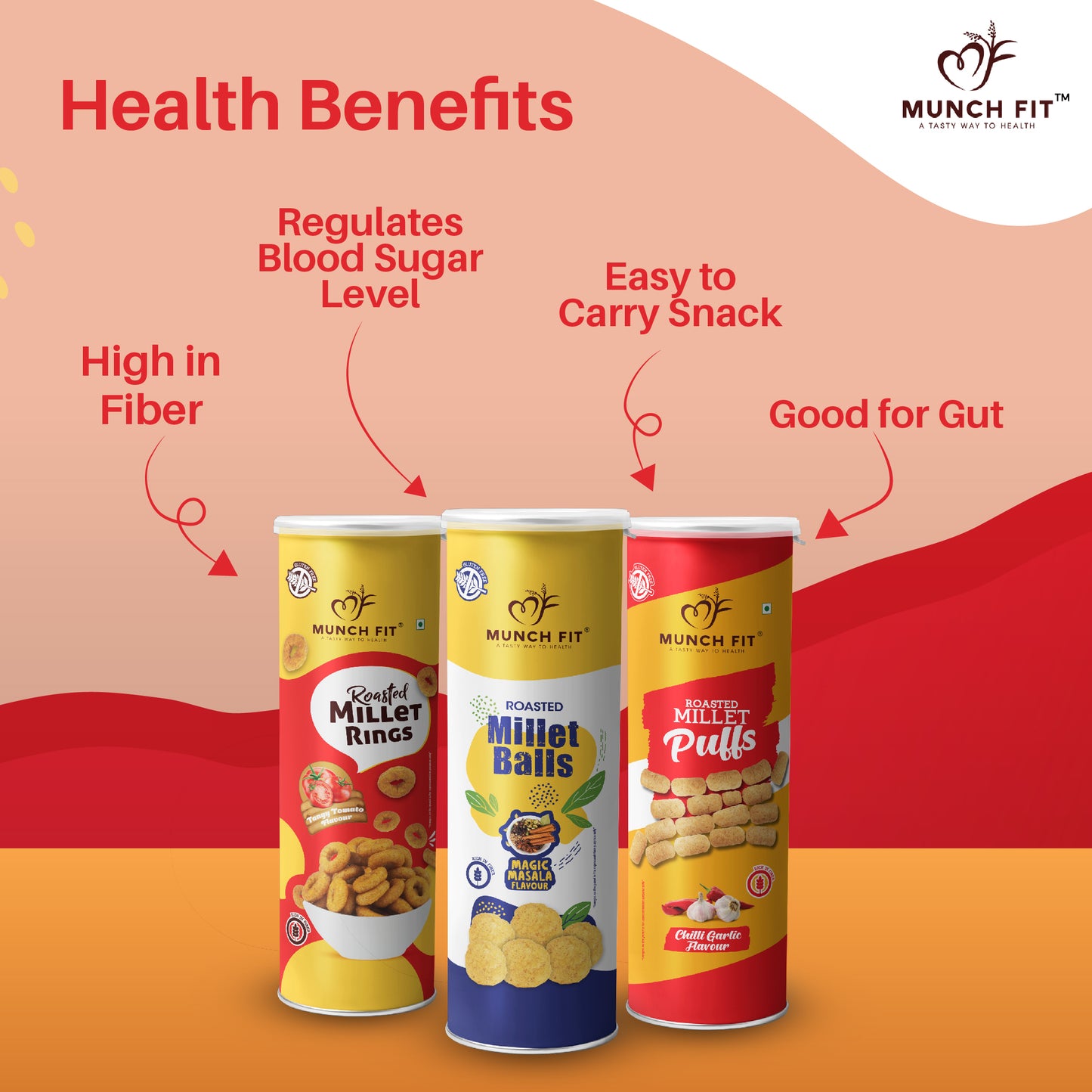 THE GREAT SNACK COMBO - Canister (Balls Magic Masala/Rings Tangy Tomato/Chilli Garlic) Pack of 2 x 40g Each