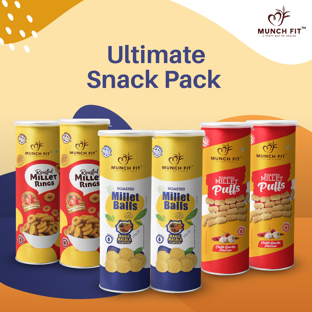ULTIMATE SNACK PACK - Canister (Magic Masala/Tangy Tomato/Chilli Garlic) Pack of 2 x 65g Each