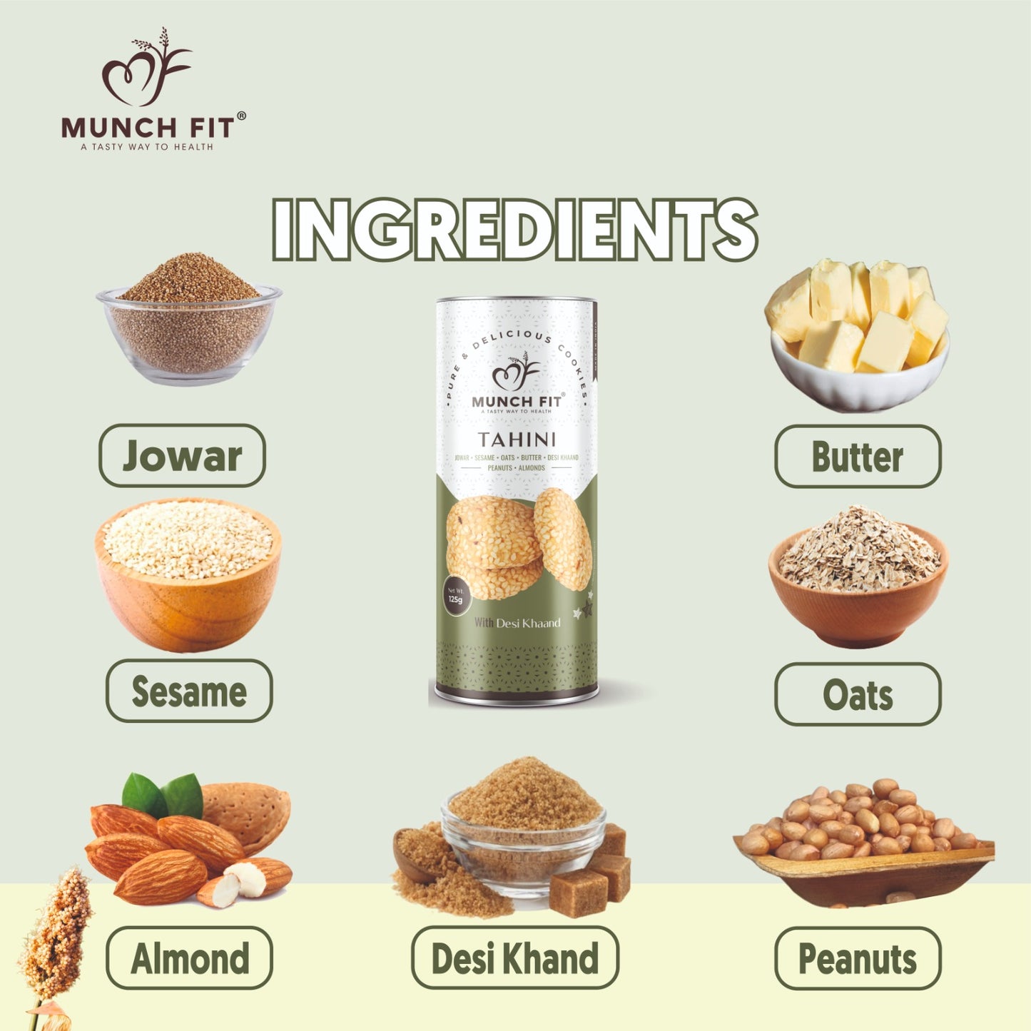 Cookies & Biscotti Combo (Jowar Almond Biscotti 1x100g,Tahini Cookies 1x125g,Chocochip Cookies 1x125g Pack