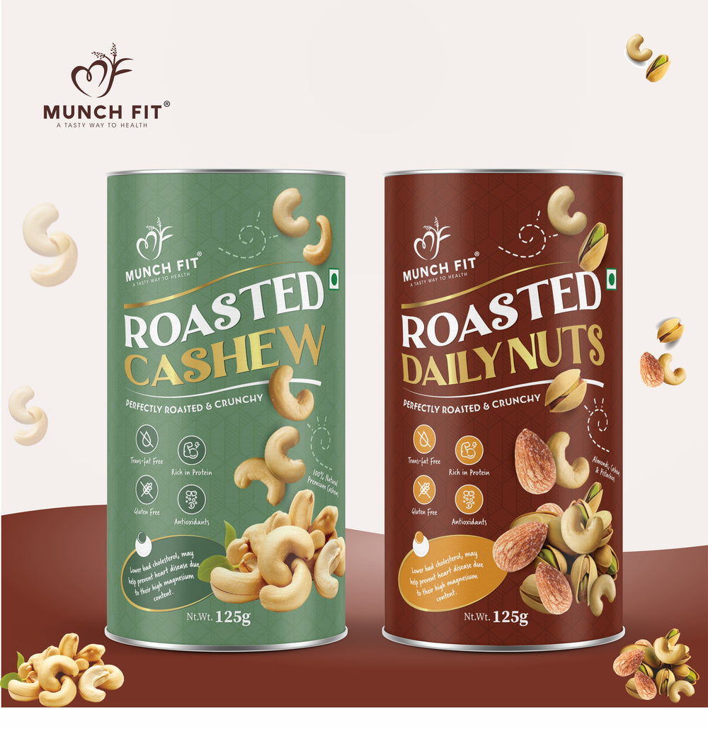 Healthy, Tasty & Crunchy Premium Roasted and Lightly Salted Dry Fruit Combo of 2 Varieties | Roasted Cashew | Roasted Daily Nuts |  Nutritious & Delicious | High in Fiber | Gluten Free & Plant-Based Protein