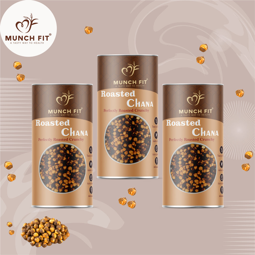 MunchFit Roasted Chana | Healthy Crunchy Namkeen with Bengal Gram, Natural Spices & Seasonings | Roasted, Oil-Free, Gluten-Free, High Protein Snack | Perfect Tea-Time & Travel Munchies, Pack of 3x75g