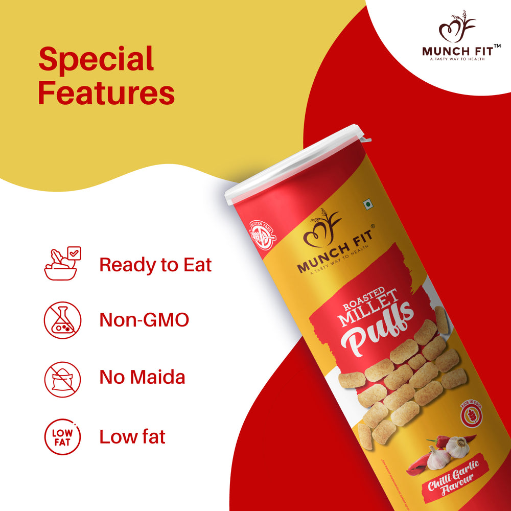 
                  
                    MILLET PUFFS (CANISTER) - CHILI GARLIC FLAVOUR (MULTIPACK)
                  
                