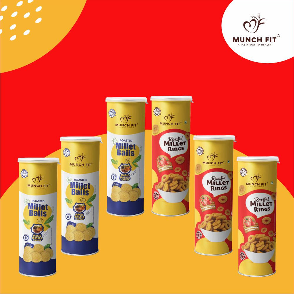 SNACK COMBO - Canister (Balls Magic Masala/Rings Tangy Tomato) Pack of 3x30g Each