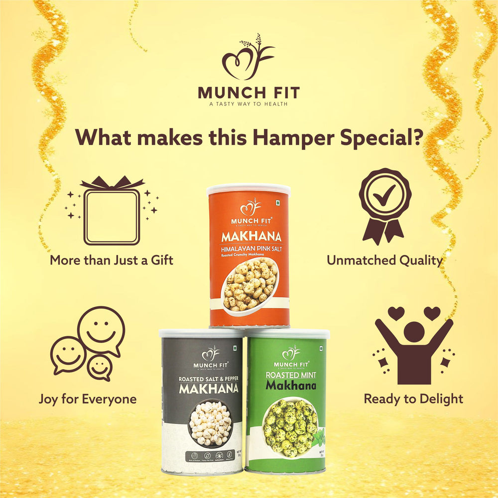
                  
                    Munchfit Healthy Roasted Makhana Gift Hamper for Rakhi | Combo of 3 Healthy Roasted Makhana Snacks with Premium Rakhi & Tikka Pack for Brother | Healthy Raksha Bandhan Gift Box for Brother & Sister
                  
                