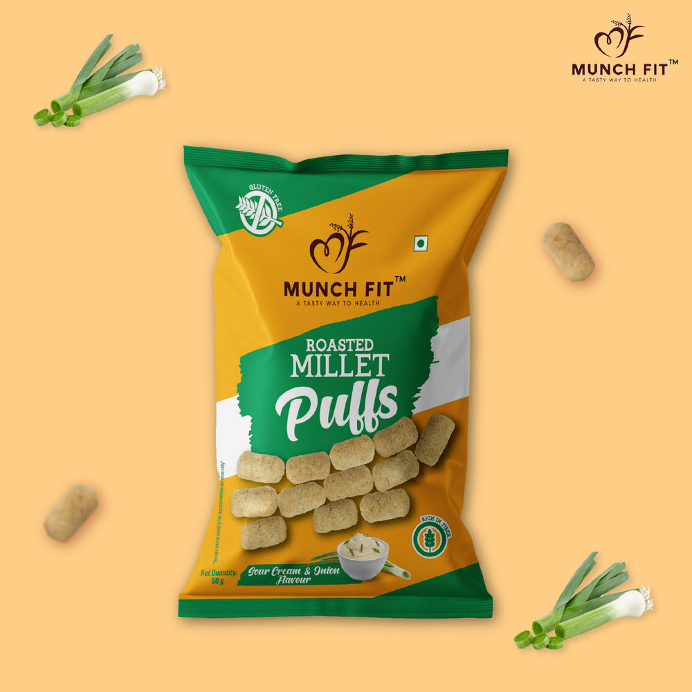 ROASTED MILLET PUFFS - SOUR CREAM & ONION FLAVOUR (MULTIPACK)