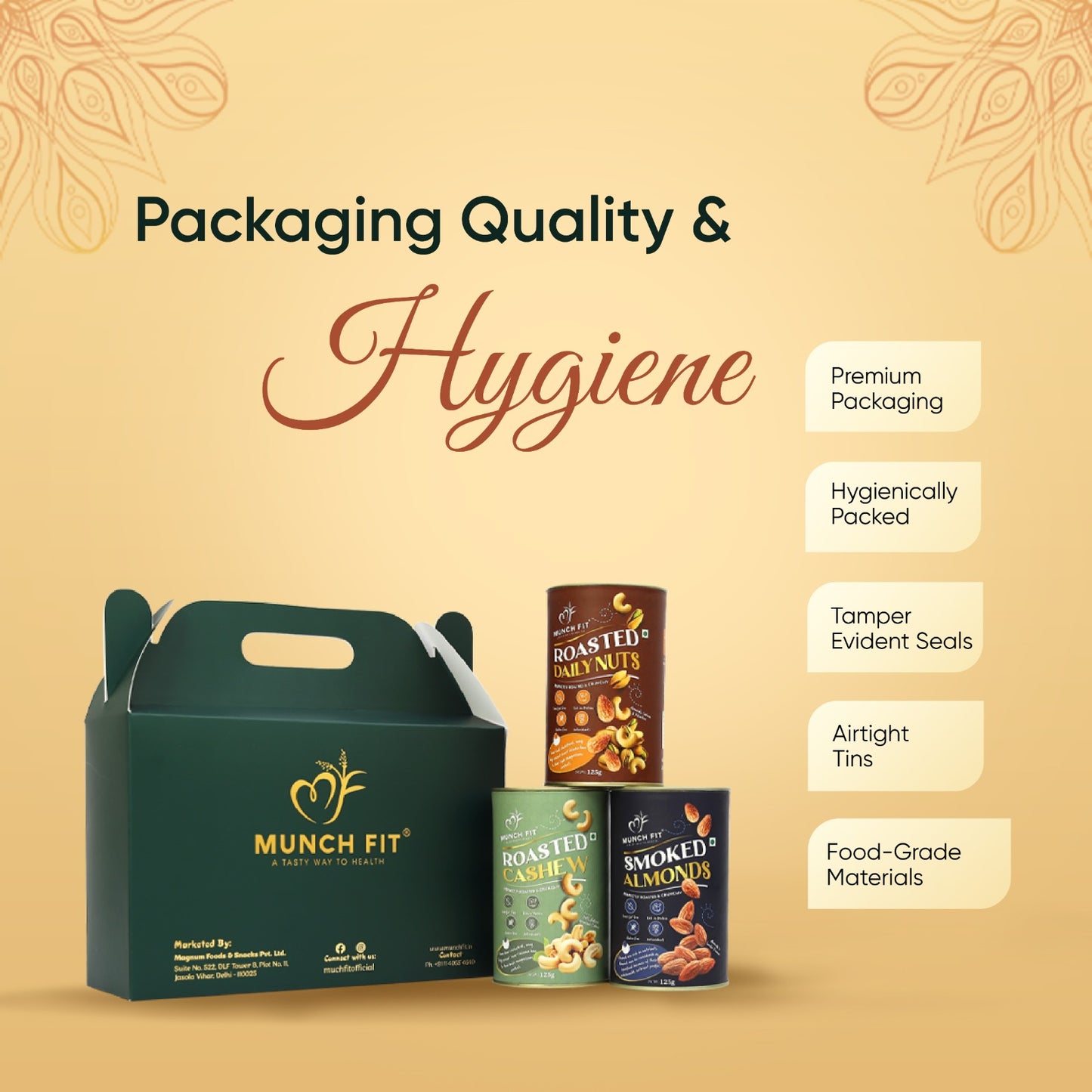 
                  
                    Munchfit Rakhi Gift Box | Healthy Assorted Roasted Nuts of 3 Varieties | Smoked Almonds, Roasted Cashew & Roasted Daily Nuts | Tasty, Healthy & Crunchy Raksha Bandhan Nuts Hamper | Pack of 1x125g each
                  
                