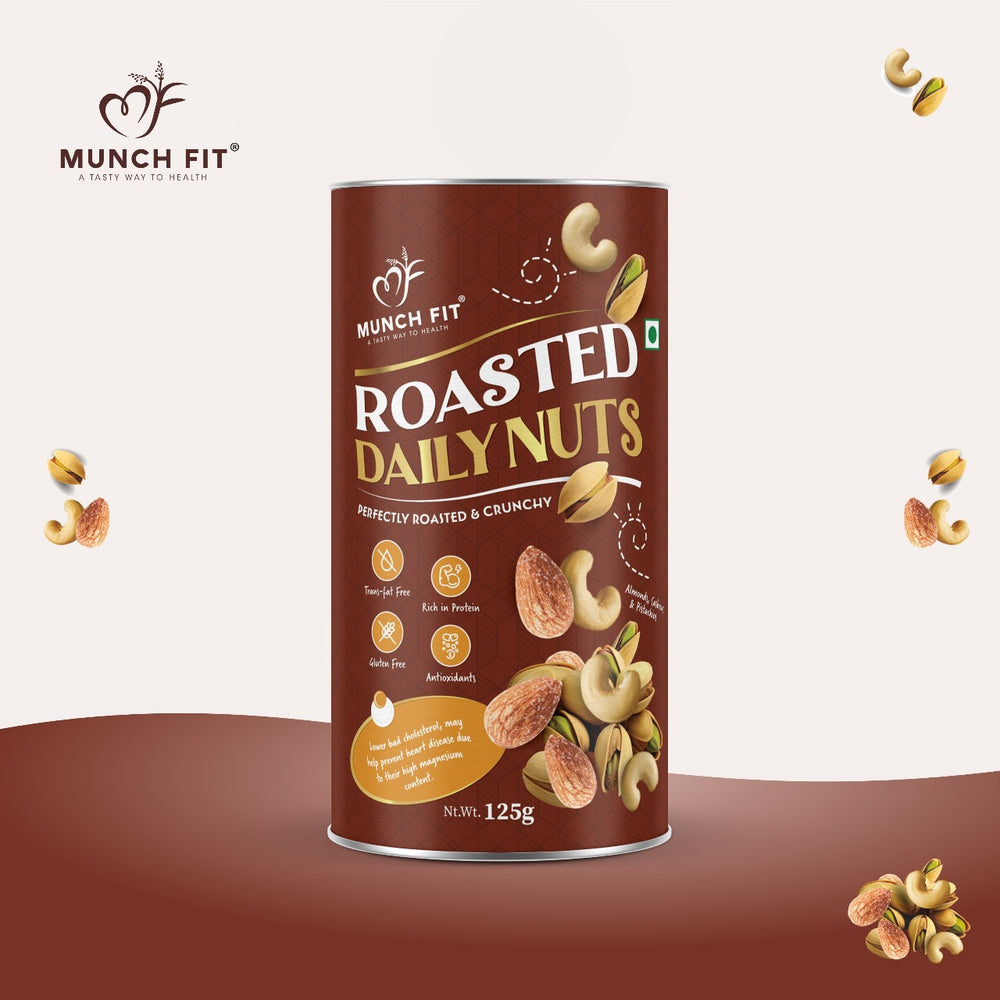 Premium Daily Nuts | 125g | Perfectly Roasted and Lightly Salted Almonds, Cashews & Pistachios | Healthy Snack for all | Nutritious & Delicious Dry-Fruit Mix |High in Fiber | Gluten Free & Plant-Based Protein